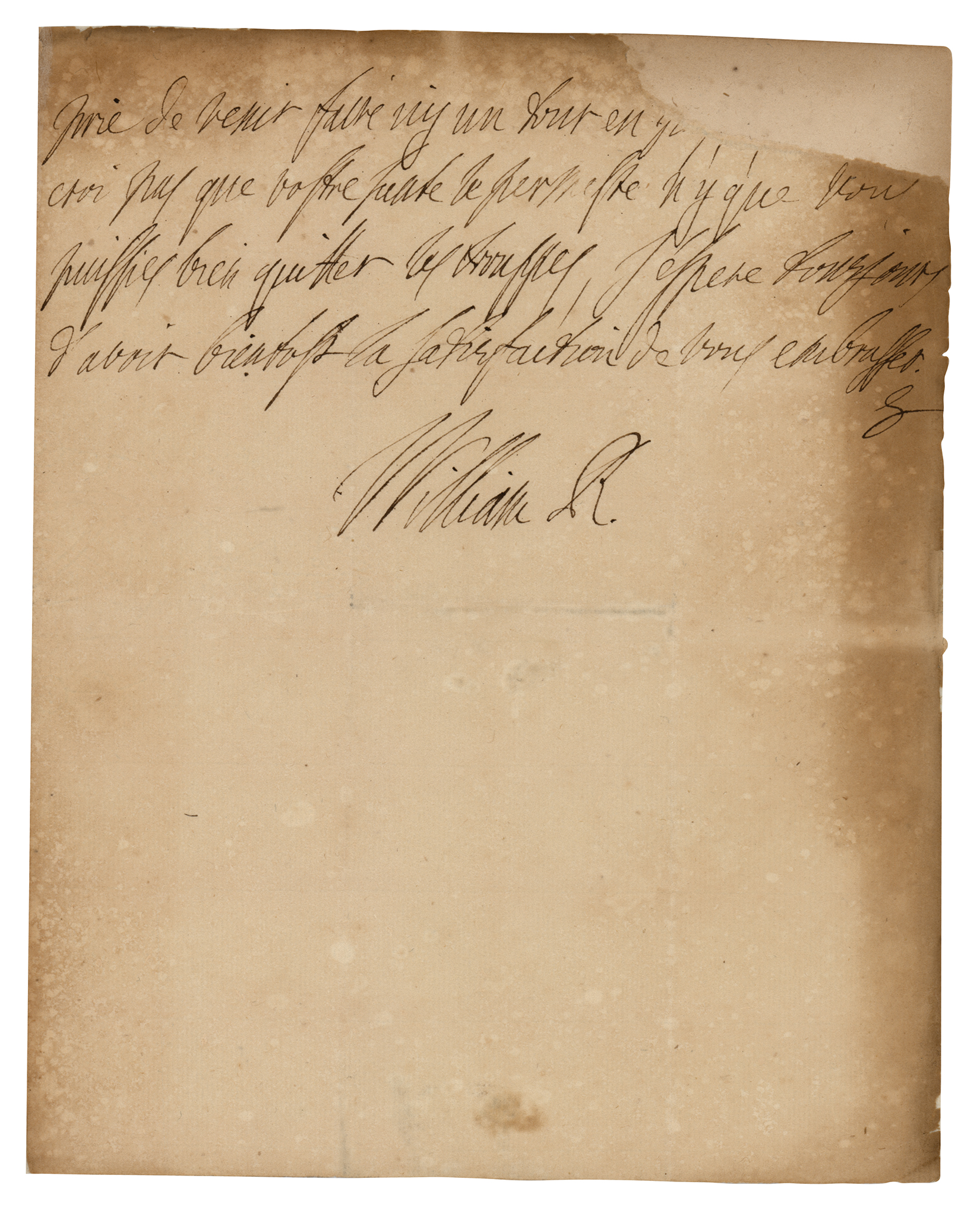 Lot #161 King William III Autograph Letter Signed on Military Campaign - Image 2