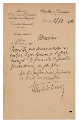 Lot #204 Georges Gilles de la Tourette Autograph Letter Signed - Image 1