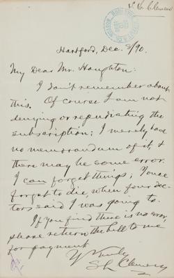 Lot #462 Samuel L. Clemens Autograph Letter Signed