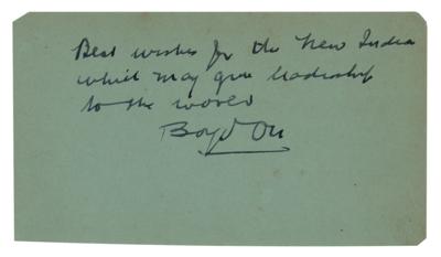 Lot #225 John Boyd Orr Autograph Quotation Signed - Image 1