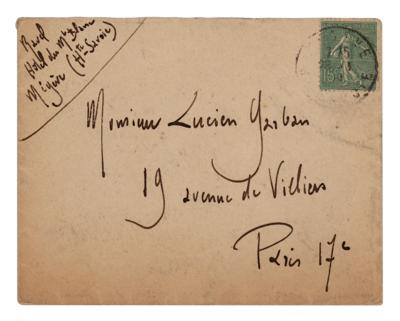 Lot #525 Maurice Ravel Hand-Addressed and Signed Envelope - Image 1