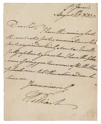 Lot #287 King William IV Autograph Letter Signed