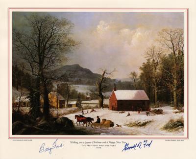 Lot #101 Gerald and Betty Ford Signed Oversized Christmas Card - Image 1