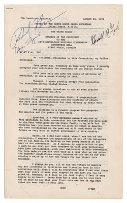 Lot #125 Richard Nixon, Gerald Ford, and Spiro Agnew Signed Press Release