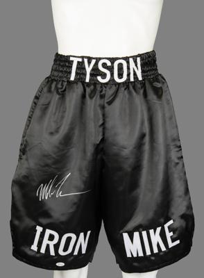 Lot #750 Mike Tyson Signed Boxing Trunks