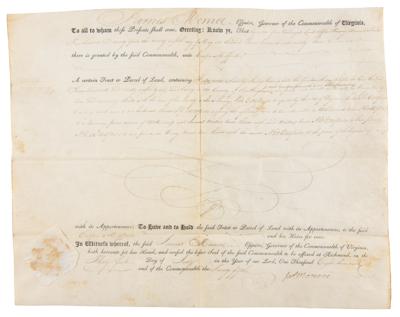 Lot #6 James Monroe Document Signed as Governor