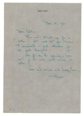Lot #637 Henry Fonda Autograph Letter Signed - Image 1