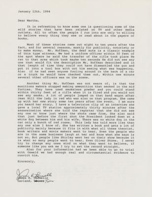 Lot #277 Kennedy Assassination: James Leavelle Typed Letter Signed - Image 1