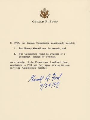 Lot #99 Gerald Ford Signed Souvenir Typescript - Image 1