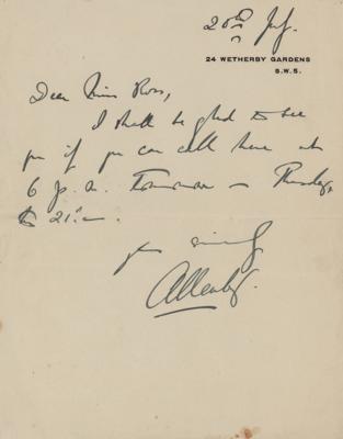 Lot #336 Edmund Allenby Autograph Letter Signed - Image 1