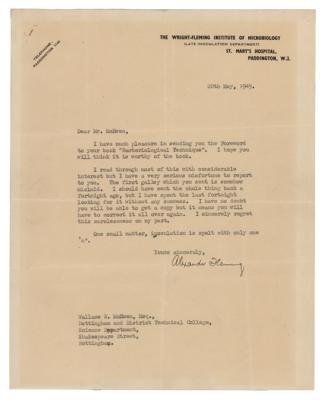 Lot #190 Alexander Fleming Typed Letter Signed on Inoculation - Image 1