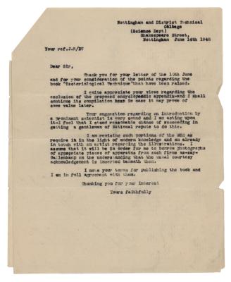 Lot #190 Alexander Fleming Typed Letter Signed on Inoculation - Image 3