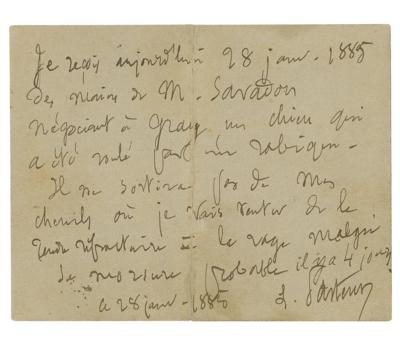 Lot #202 Louis Pasteur Autograph Letter Signed on Rabies Experiments - Image 1