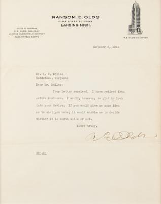 Lot #301 Ransom E. Olds Typed Letter Signed - Image 2