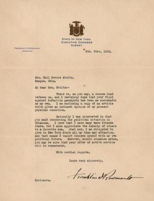 Lot #36 Franklin D. Roosevelt Typed Letter Signed on Polio and His Candidacy