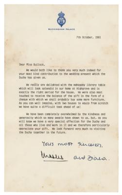 Lot #166 Princess Diana and King Charles III Typed Letter Signed - Image 1