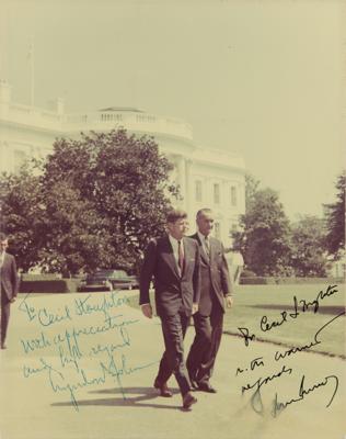 Lot #43 John F. Kennedy and Lyndon B. Johnson Signed Photograph to Cecil Stoughton - Image 1