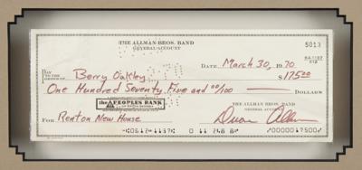Lot #3236 Duane Allman Signed Check to Berry Oakley