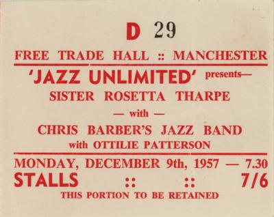 Lot #3141 Sister Rosetta Tharpe Signature with 1957 Ticket and Program - Image 3