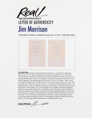 Lot #3096 Jim Morrison Handwritten Poem from '127 Fascination' Box - Image 3