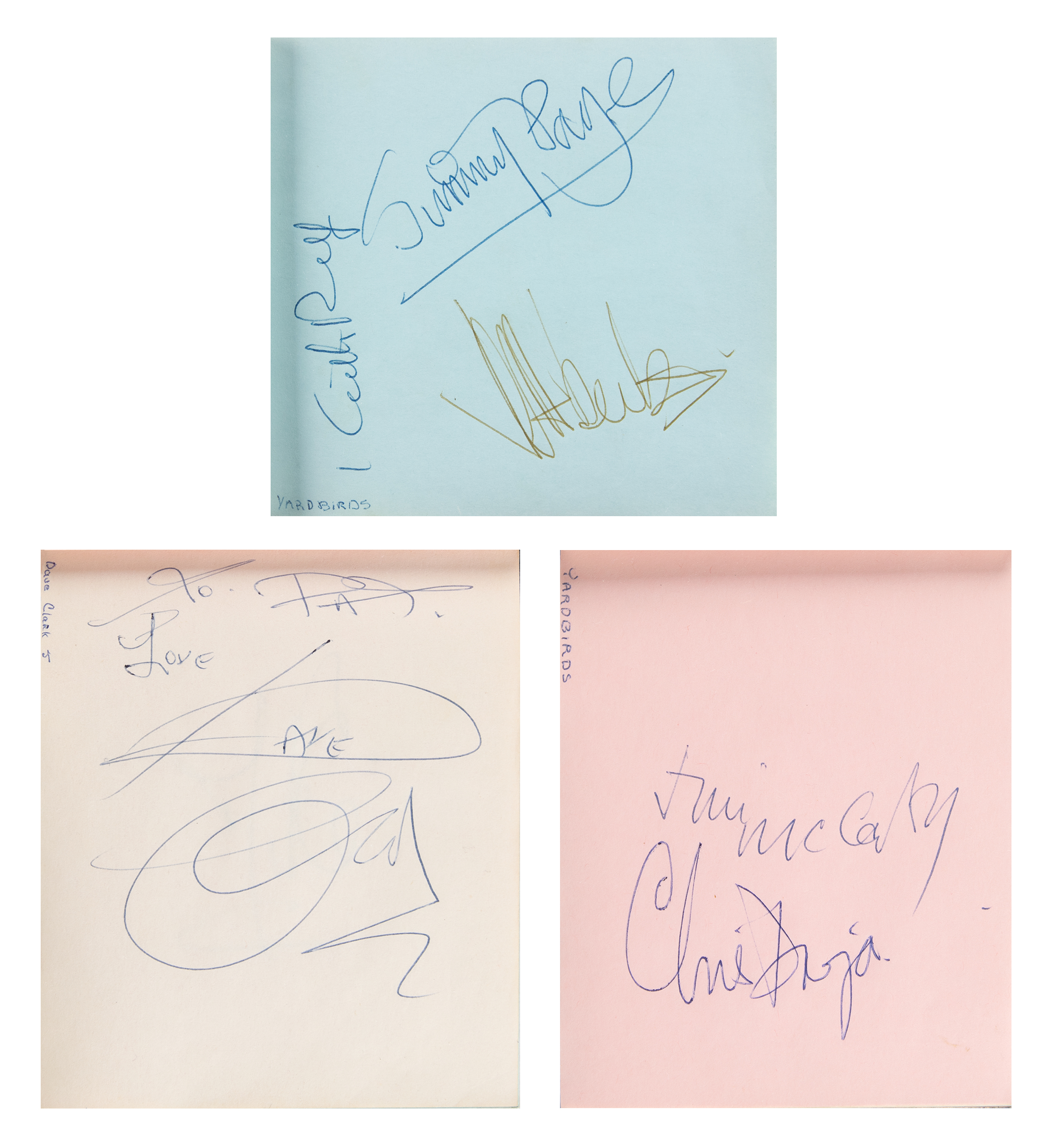 Lot #3175 The Yardbirds Signatures with Jimmy Page and Jeff Beck