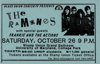 Lot #3423 The Ramones 1985 University of Maryland