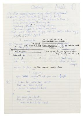 Lot #3450 Genesis: Phil Collins Handwritten Lyrics for 'Me and Virgil'