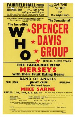 Lot #3090 The Who 1966 Fairfield Hall (Croydon) Handbill