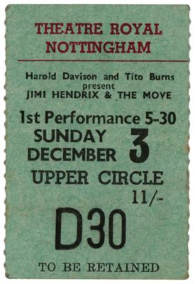Lot #3057 Jimi Hendrix Experience and Pink Floyd 1967 Theatre Royal (Nottingham) Handbill and Ticket Stub - Image 2