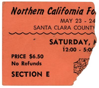 Lot #3059 Jimi Hendrix: 2nd Annual Northern California Folk-Rock Festival Program and Ticket Stub