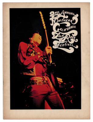 Lot #3059 Jimi Hendrix: 2nd Annual Northern California Folk-Rock Festival Program and Ticket Stub - Image 1