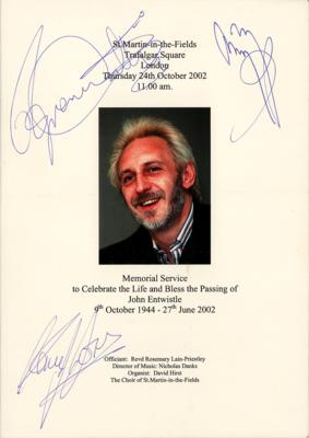 Lot #3089 Jimmy Page, Roger Daltrey, and Kenney Jones Signed Program for the Memorial Service of John Entwistle - Image 1