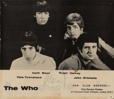 Lot #3088 Keith Moon and Roger Daltrey Signed The Who Fan Club Flyer (1965)