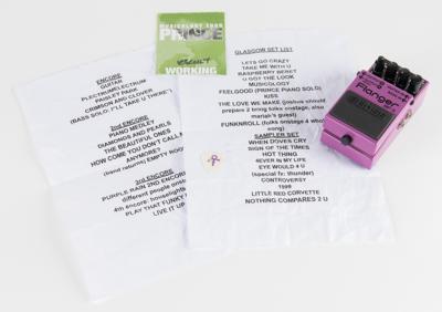 Lot #3551 Prince Stage-Used Guitar Pedal, Set List, and Pick