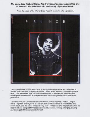 Lot #3532 Prince 1976 Warner Bros. Demo Tape (Resulted in His First Contract) - Image 12