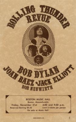 Lot #3046 Bob Dylan 1975 Rolling Thunder Revue Handbill