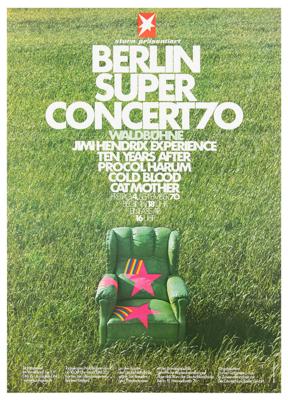 Lot #3053 Jimi Hendrix Experience 1970 Berlin Super Concert Poster (Signed by Artist)