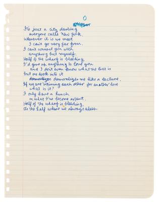 Lot #3241 Leonard Cohen Handwritten Poetry Manuscript