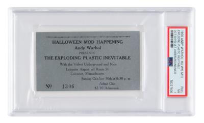 Lot #3174 Andy Warhol, Velvet Underground, and Nico 1966 'Halloween Mod Happening' EPI Ticket - PSA NM 7