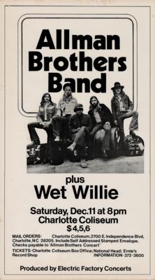 Lot #3260 Allman Brothers Band 1971 Charlotte Coliseum Concert Poster - Image 1