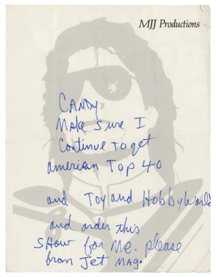 Lot #3530 Michael Jackson Handwritten Note