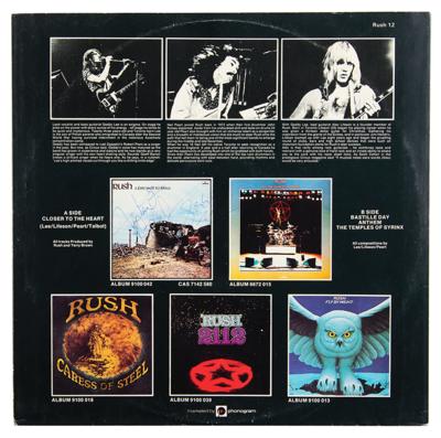 Lot #3311 Rush Signed Record Sleeve