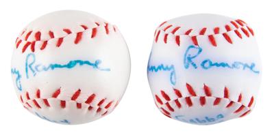 Lot #3406 Johnny Ramone Signed Mini Baseballs and Mini Bat - Image 3