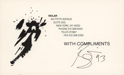 Lot #3267 David Bowie Signed Isolar Card