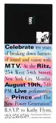 Lot #3602 Prince MTV 10th Anniversary Party T-Shirt and Invitation - Image 2