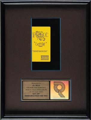 Lot #3573 Prince 'Gett Off' Music Video RIAA Gold Sales Award - Image 1