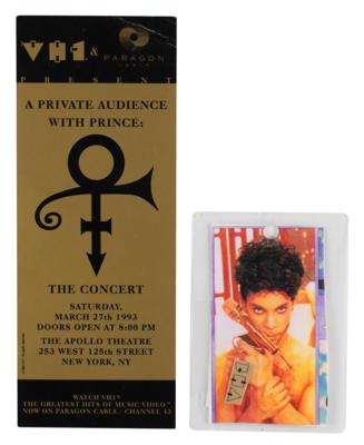 Lot #3631 Prince 1993 VH1 'Private Audience' Invitation, Pass, and Shirt - Image 1