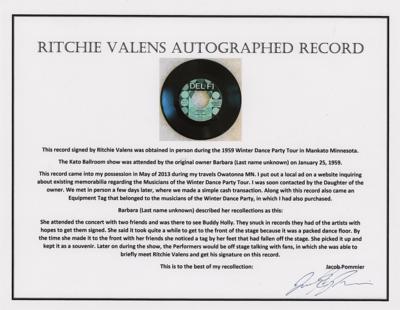 Lot #3150 Ritchie Valens Signed 'Donna / La Bamba' Single Record - One Week Before His Death - Image 4