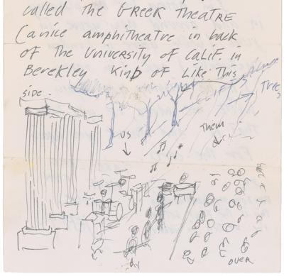 Lot #3098 Jerry Garcia Ultra-Rare Autograph Letter Signed with Sketch of Grateful Dead at Greek Theatre - Image 7