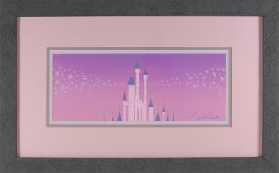 Lot #790 Eyvind Earle concept storyboard painting of Pink Castle Spires from Sleeping Beauty - Image 2